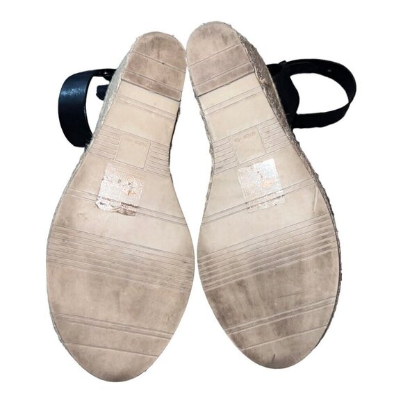 DOLCE VITA Black Leather Open Toe Ankle Strap Espadrille Wedge Sandals Sz 10 - Picture 9 of 10